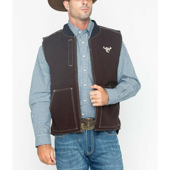 Cowboy Hardware Men's Logo Workwear Brown Canvas Vest 185095-662
