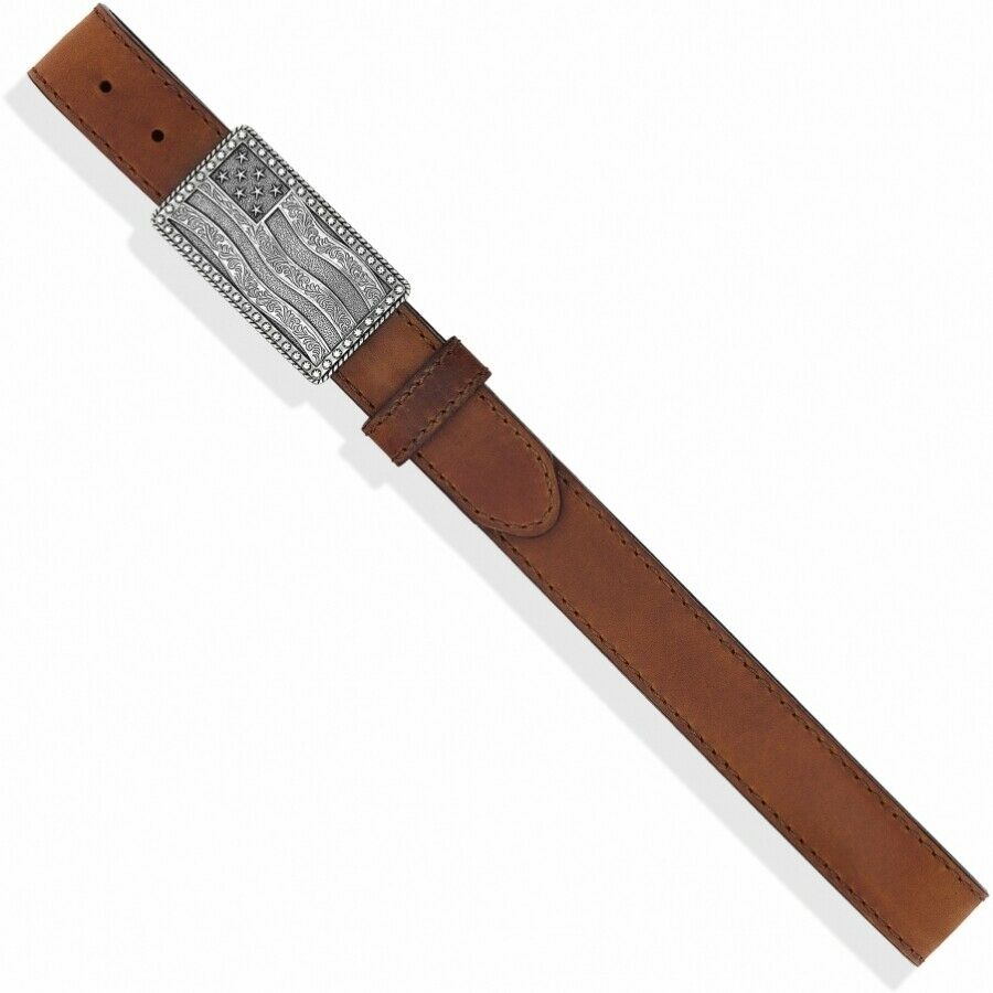 Justin Men's Brown Flying High Leather Belt with Flag Buckle C12685