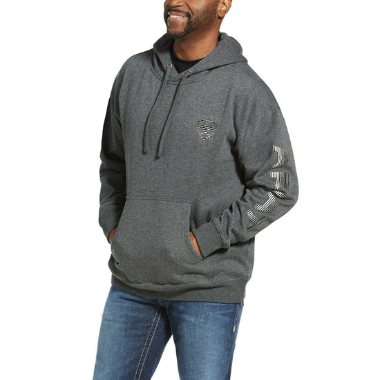 Ariat® Men's Stencil Logo Brushed Fleece Charcoal Hoodie 10033147