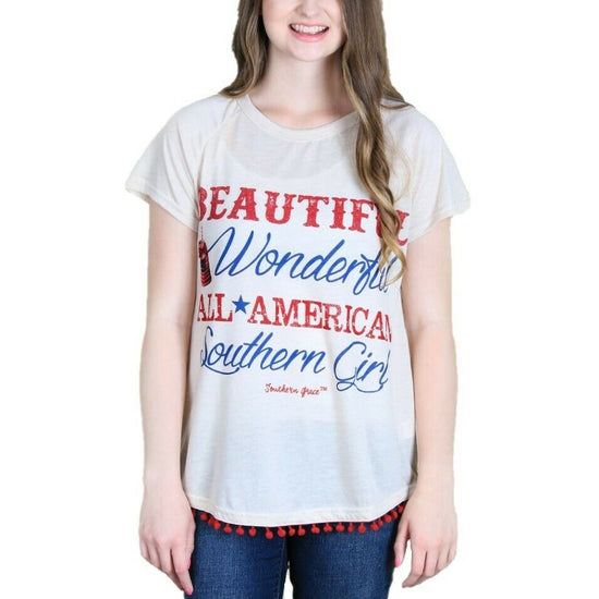 Southern Grace All-American Southern Girl Shirt with Red Poms 3275C