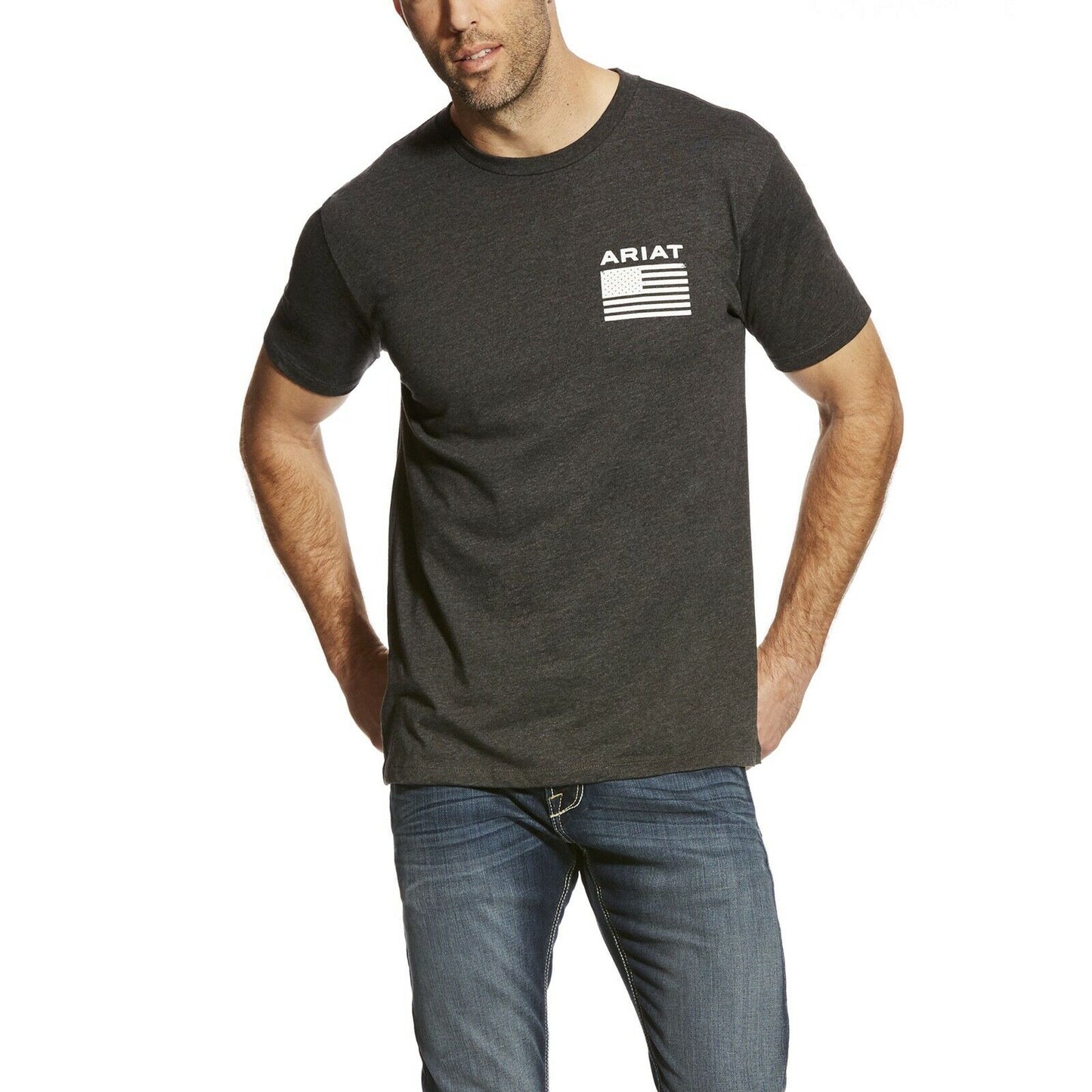 Ariat® Men's Freedom Charcoal Grey Flag Short Sleeve T-Shirt 10025209