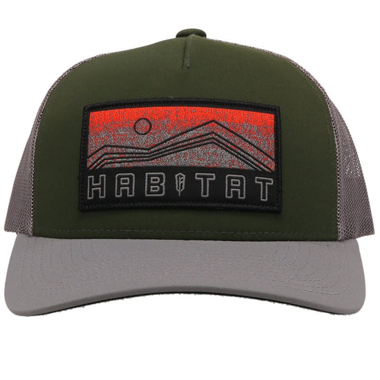 Hooey "Habitat" 5-Panel Trucker Green & Grey Snapback Hat 6012T-GRGY
