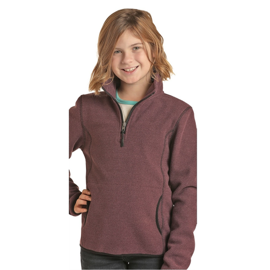 Powder River Outfitters Kids Maroon Pullover Long Sleeve Shirt K1-6661-60