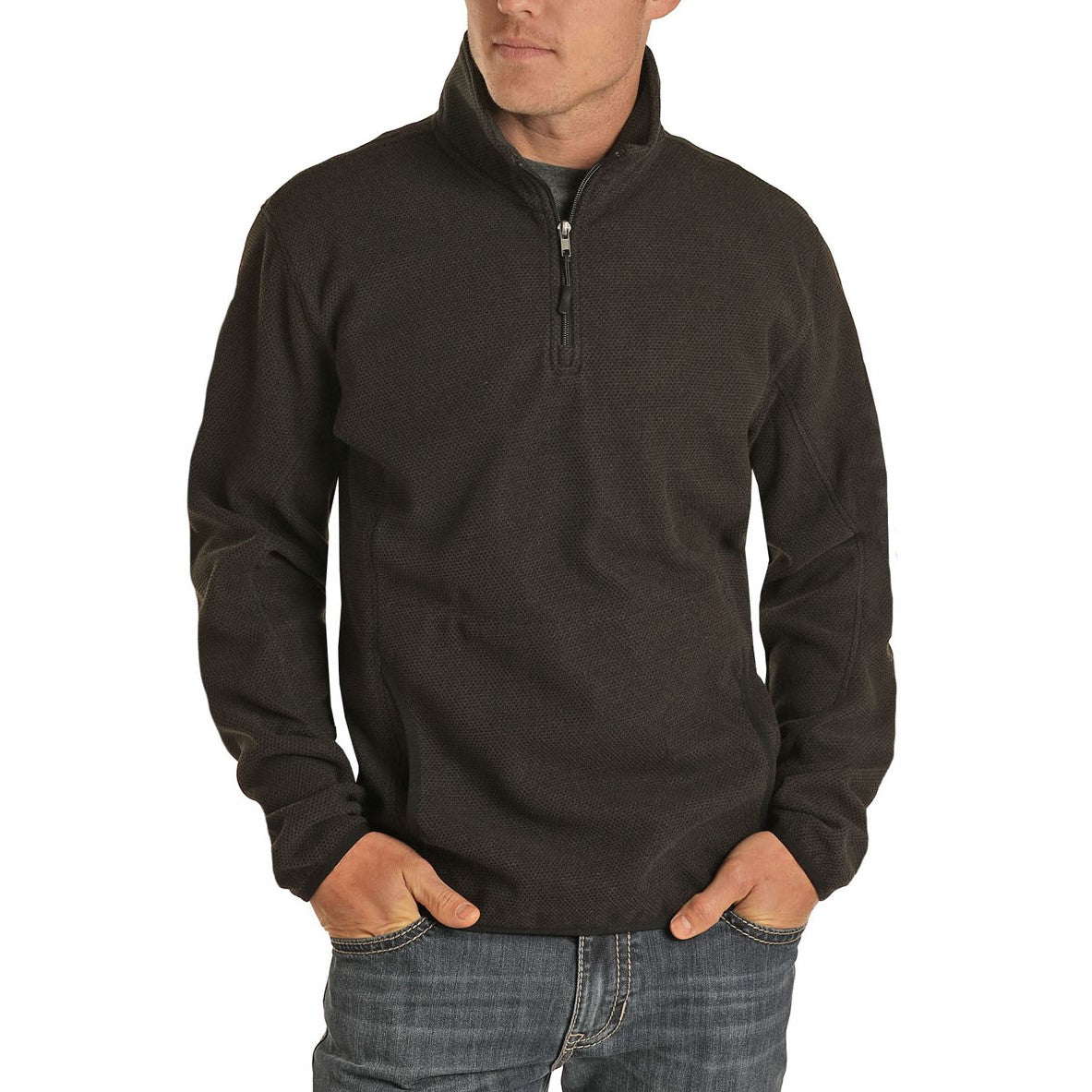 Powder River Outfitters® Men's Quarter Zip Black Pullover 91-1046-01