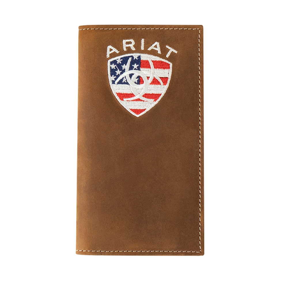 Ariat American Flag Logo Aged Bark Rodeo Wallet A35547217