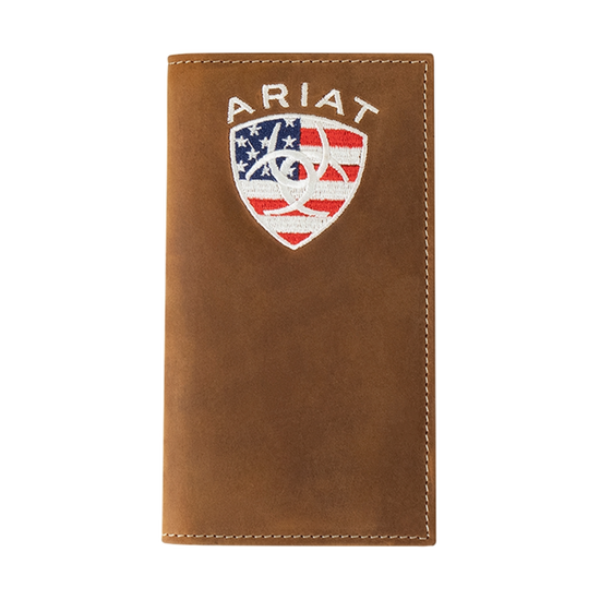 Ariat American Flag Logo Aged Bark Rodeo Wallet A35547217