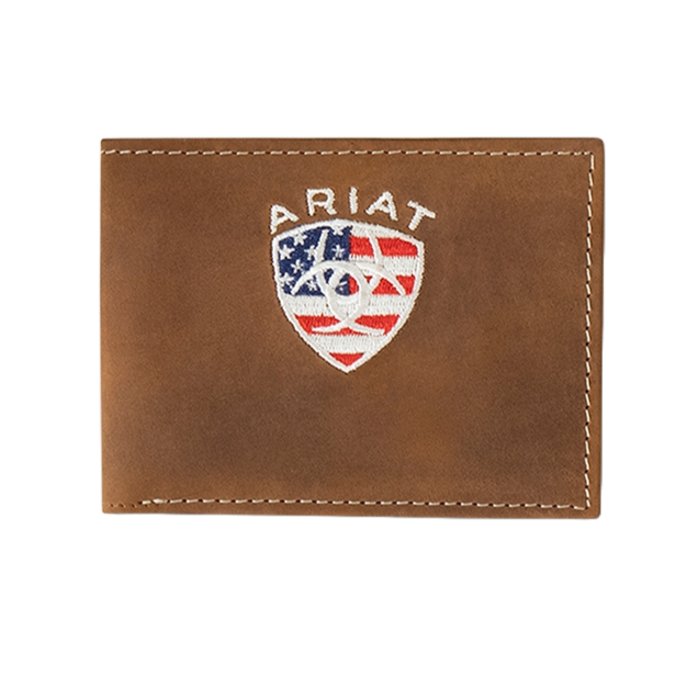 Ariat American Flag Embroidered Aged Back Bifold Wallet A35549217