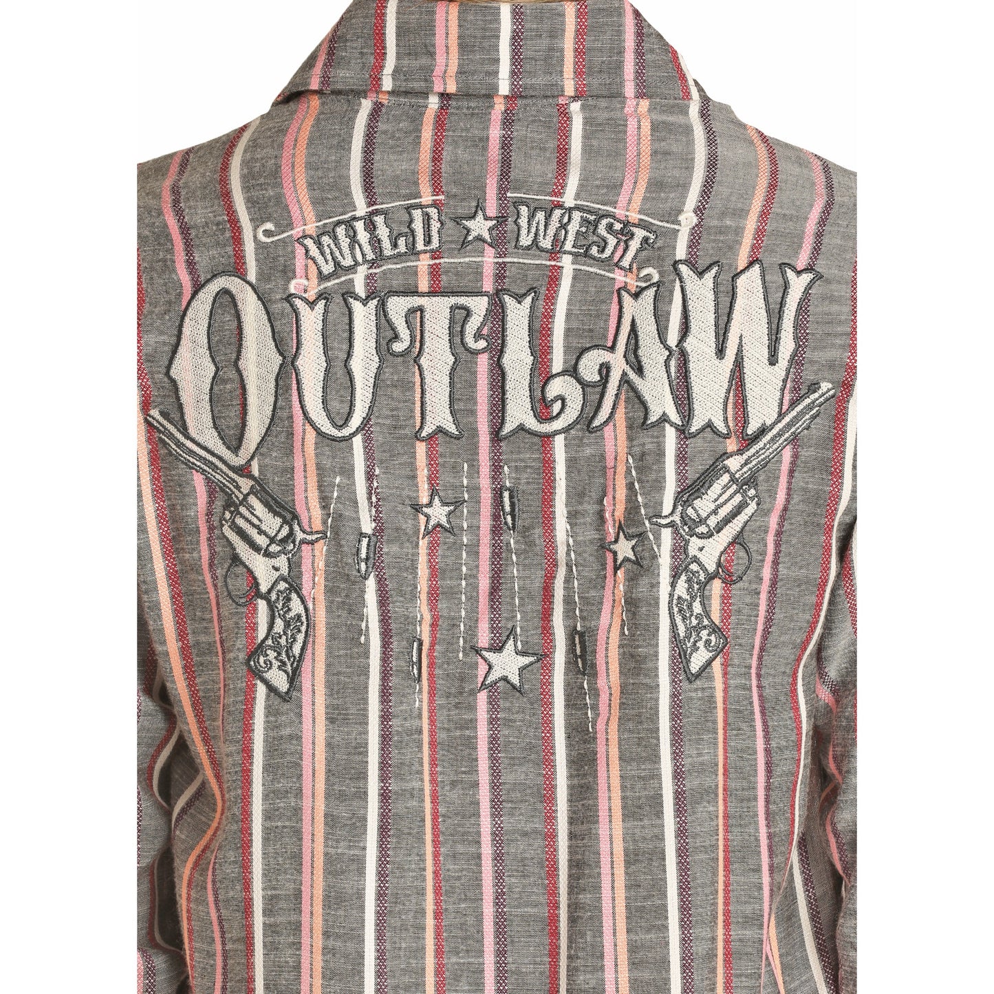 Rock & Roll Cowgirl Ladies Stripe Button Down Long Sleeve Shirt B4B4505