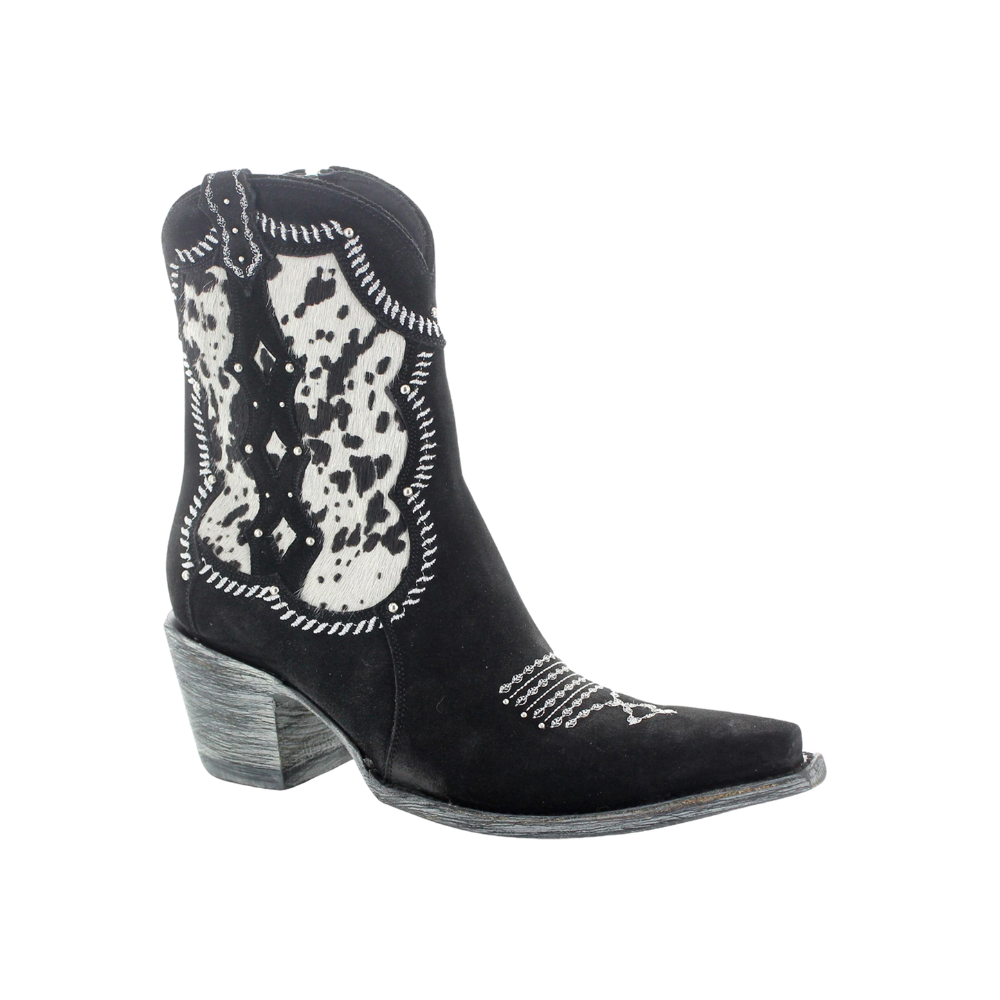 Old Gringo Ladies Lazzo Cowboy Suede Black & White  Snip Toe Boots BL3873-2