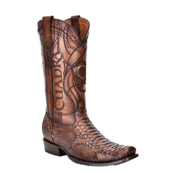 Cuadra Men's Engraved Python Honey Brown Western Boots CU401
