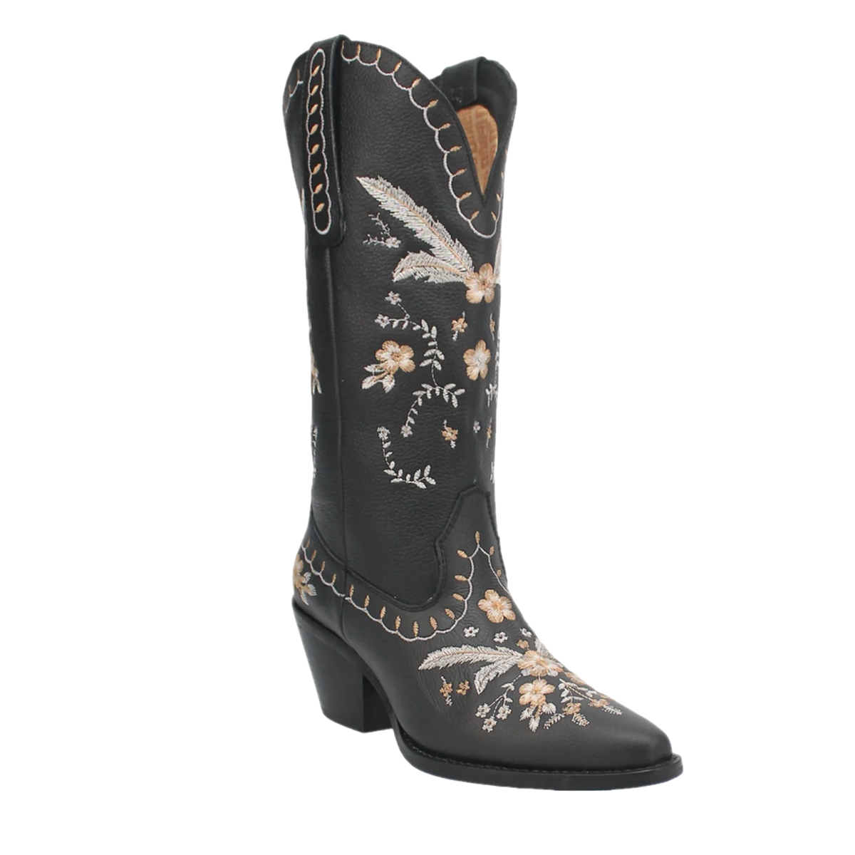 Dingo Ladies Full Bloom Black Floral Almond Toe Boots DI939-BLK