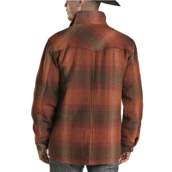 Powder River Outfitters Men's Plaid Wool Rust Coat DM92C01481