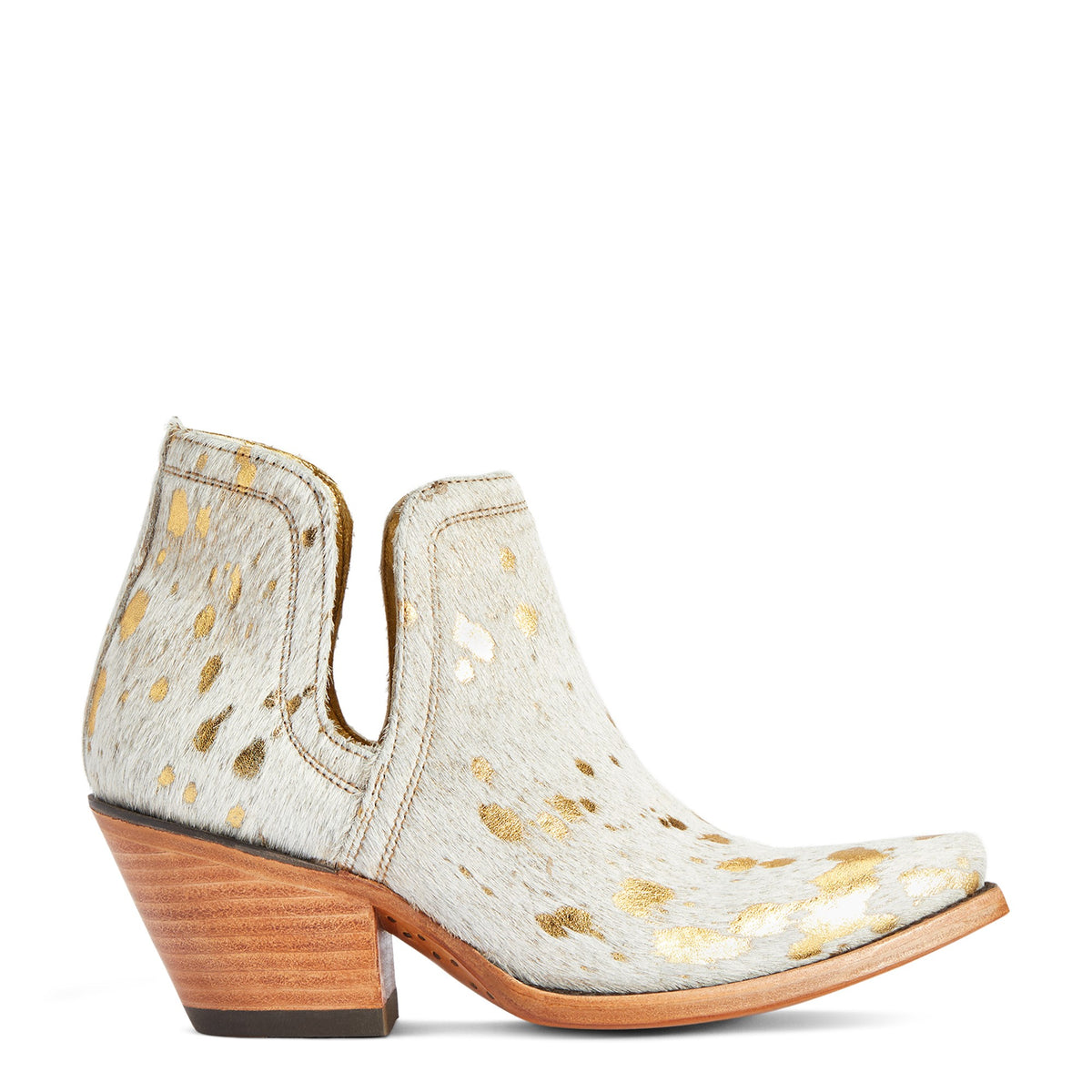 Dixon Haircalf White and Gold Western Boot main image 1