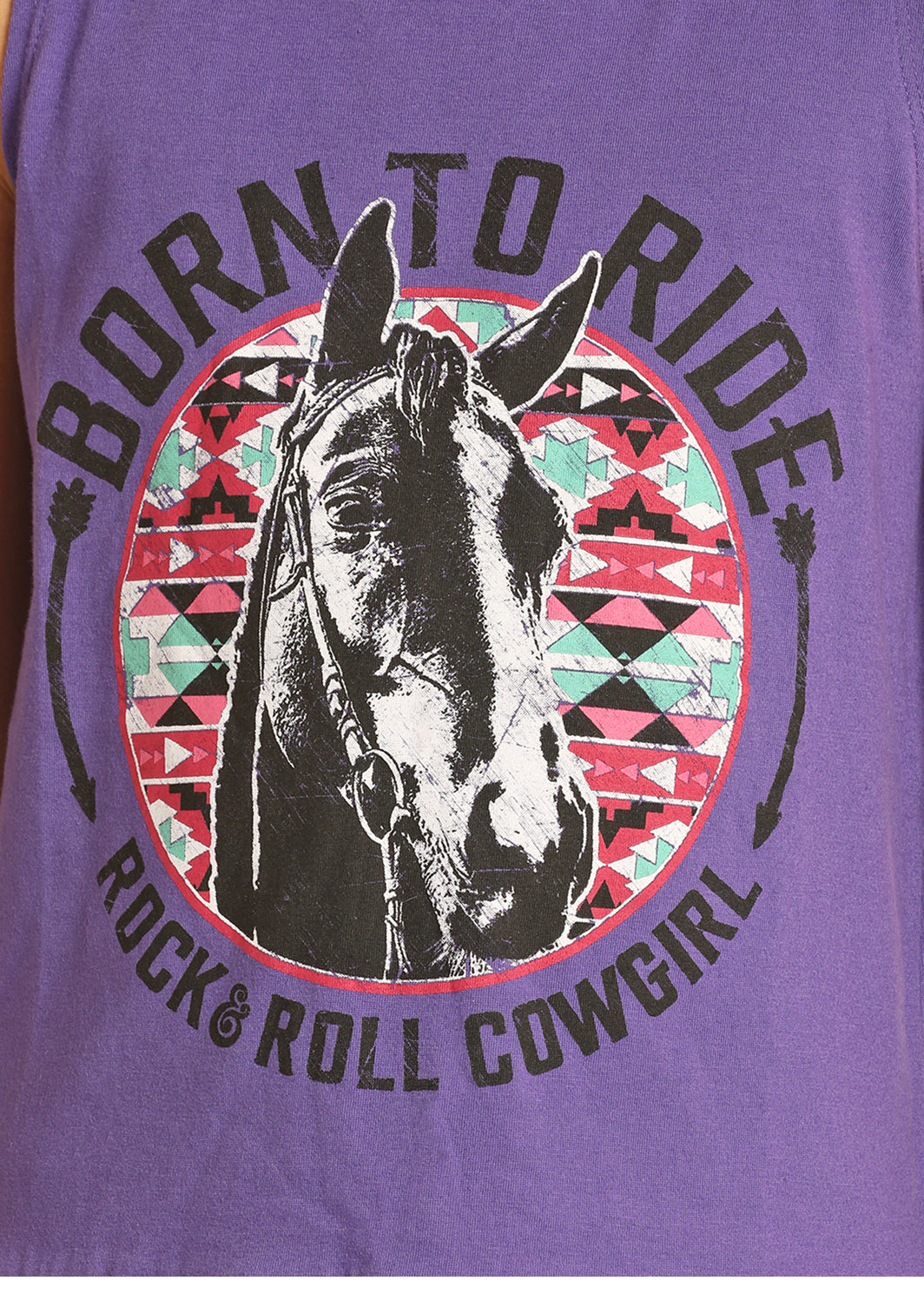 Rock & Roll Cowgirl Kids Born To  Ride Graphic Purple Tank Top G1-4642