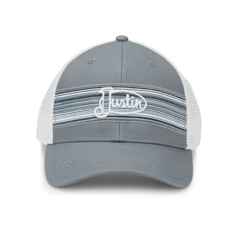 Justin Men's Classic Logo Striped Print Snapback Cap JCBC723-GRY