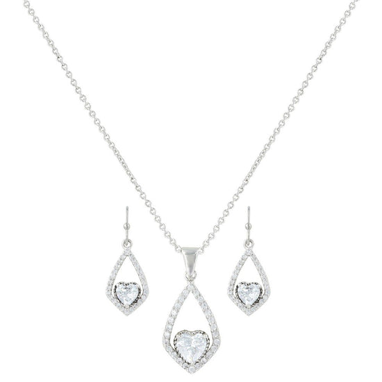 Montana Silversmiths Ladies Cradled Heart Jewelry Set Necklace JS3032