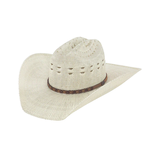 Justin Bent Rail Blaine Ivory & Brown Straw Cowboy Hat JS4456BLNE44