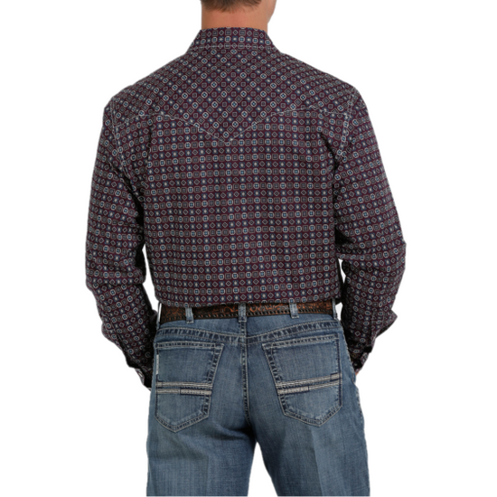 Cinch® Men's Geo Shape Printed Purple Button Down Shirt MTW1301054