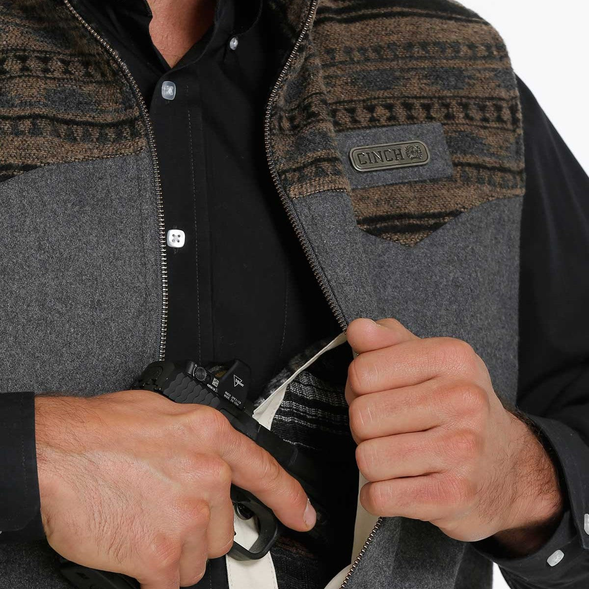 Cinch Men's Concealed Carry Wooly Charcoal Grey Vest MWV1543002