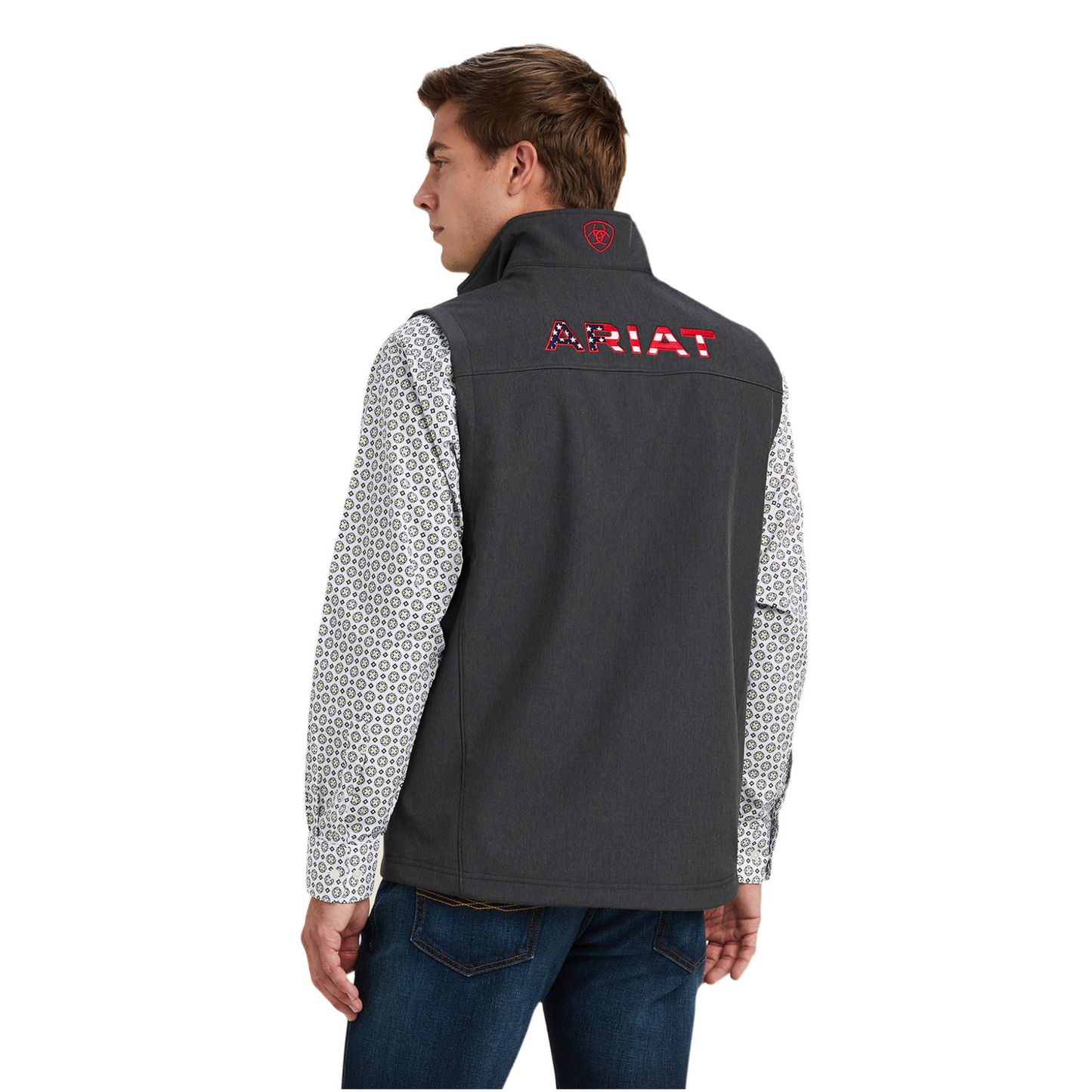 Ariat® Men's Logo 2.0 American & Charcoal Softshell Vest 10041619
