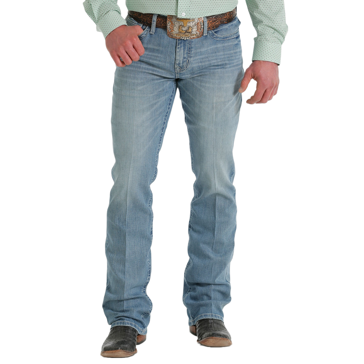 Cinch Men's Ian Light Stone Slim Fit Boot Cut Denim Jeans MB56336001