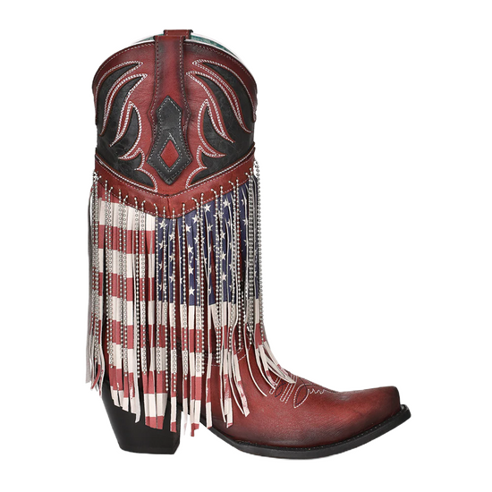 Corral® Ladies Stars & Stripes Fringe & Steel Chain Western Boots C4015