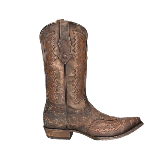 Corral® Men's Distressed Tan Eagle Inlay & Embroidery Snip Toe Boots C3952