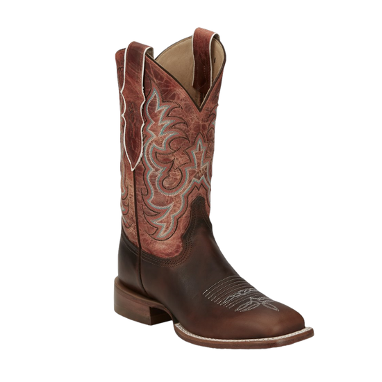 Justin® Ladies Amber Orange Cowhide Dusty Wide Square Boots AQ7020