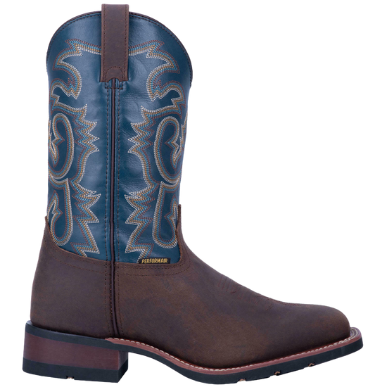 Laredo Men's Hamilton Distressed Brown & Blue Square Toe Boots 7936