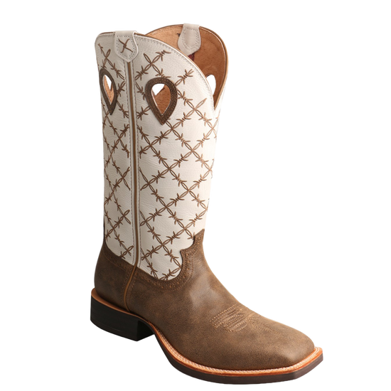 Twisted X Men's Ruff Stock Bomber and White Square Toe Boots MRS0056