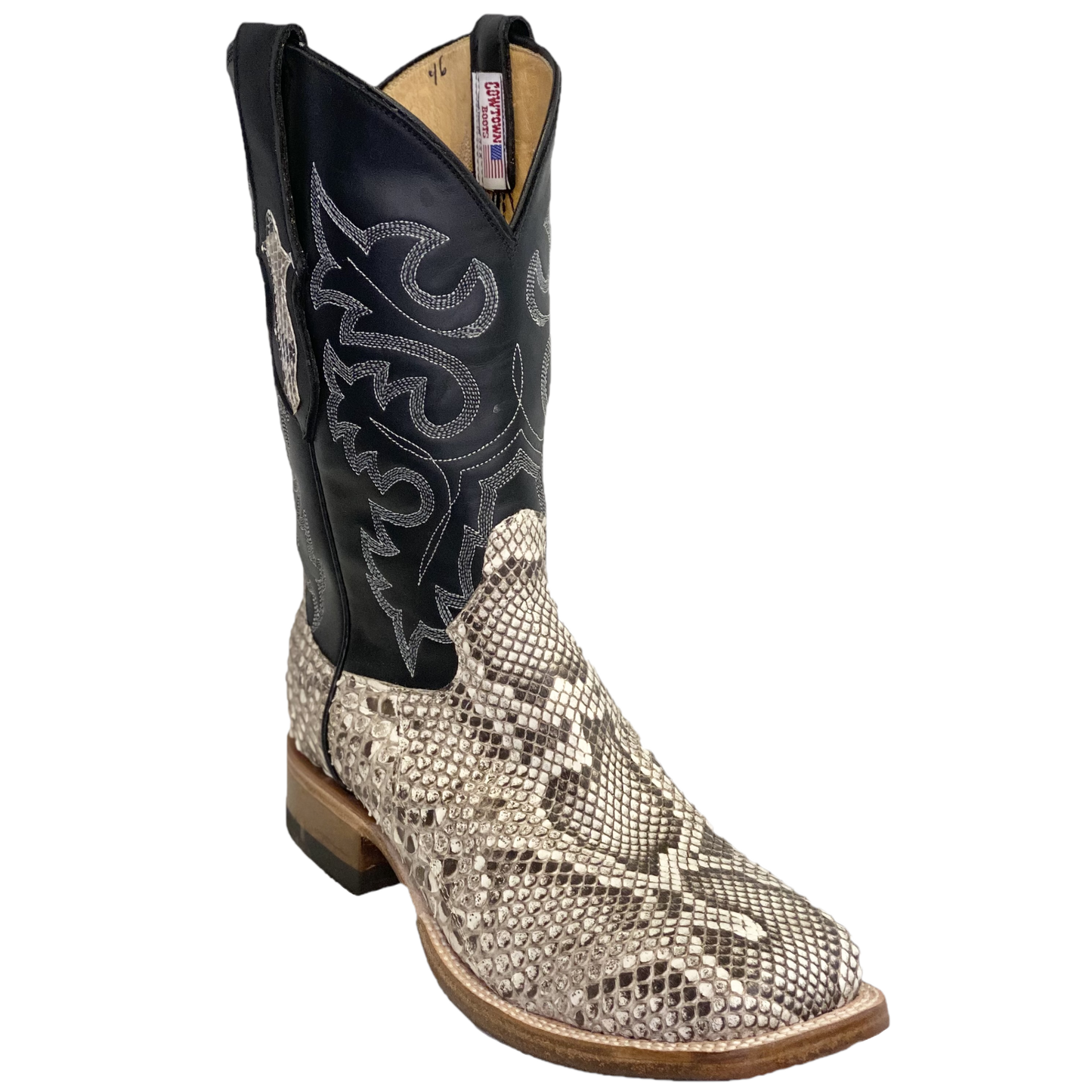Cowtown Men's Natural Rock Python Square Toe Boots Q810