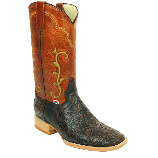 RockinLeather Men's Stamped Cowhide Leather Boot 1190