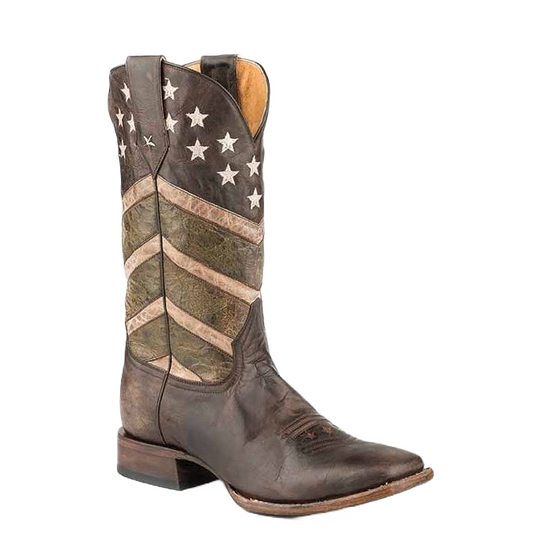 Roper Men's Burnished Army Fatique Brown Flag Boots 09-020-7001-0150