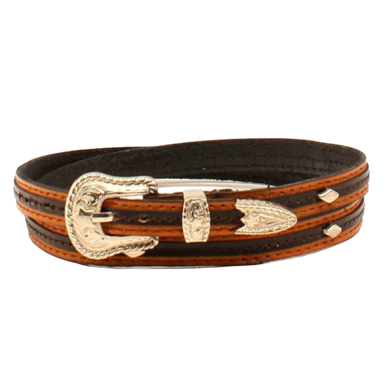 3D Men's Two Toned Leather with 3-Piece Buckle Western Hatband DH402