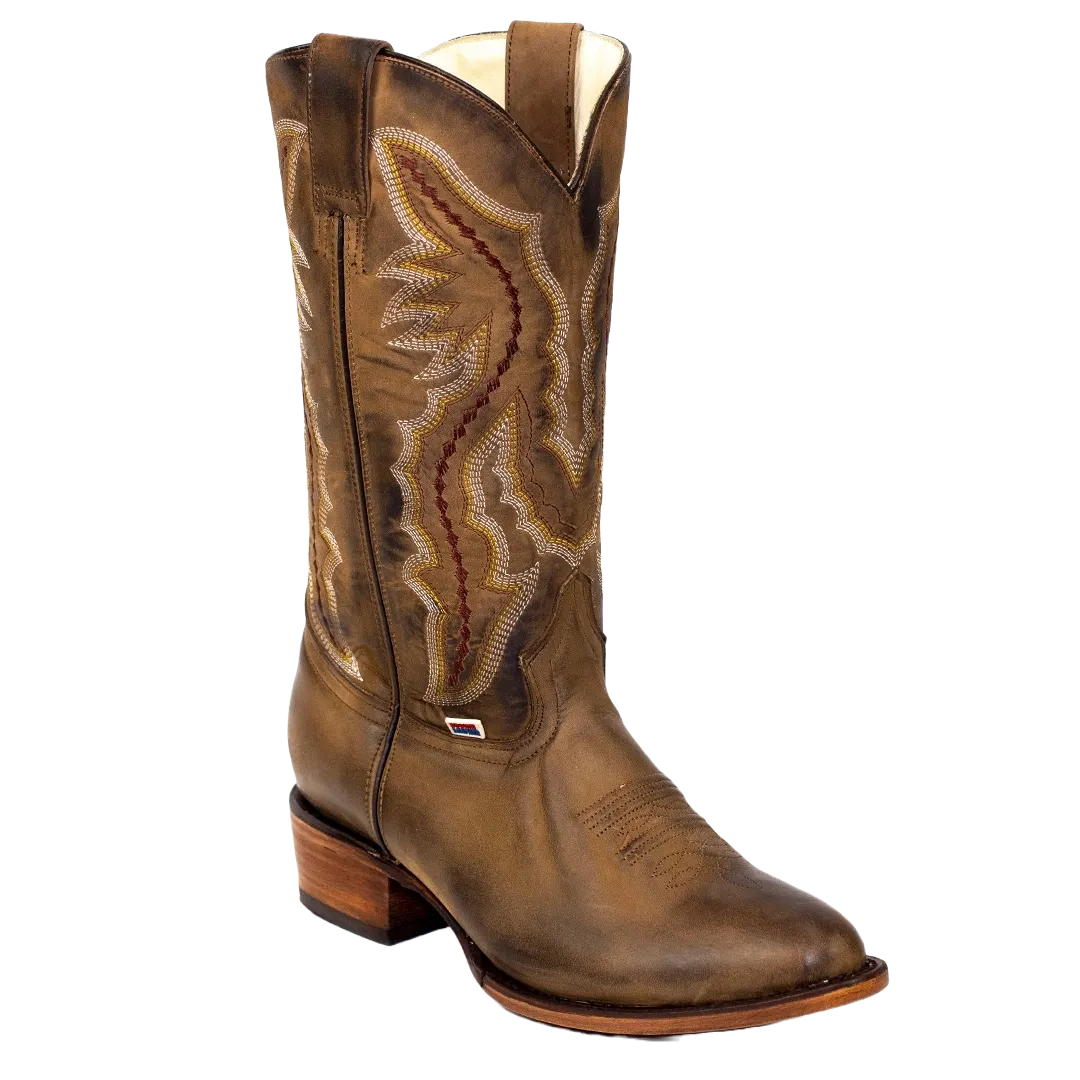Rockin Country Brown Distressed Leather Western Cowboy Boots Size 7.5 D Men\'s Rockin Leather Boots | eBay main image 2