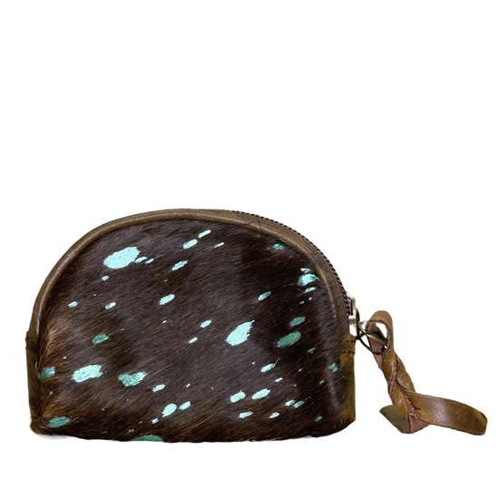 American Darling Brown and Turquoise Cowhide Pouch ADBG472ACTRQ