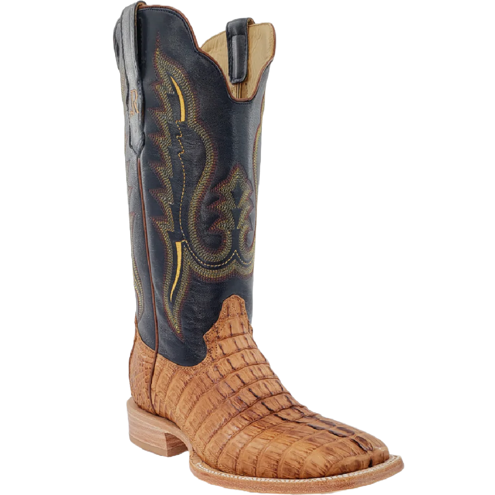 R.Watson® Men's Saddle Hornback Caiman Tail Square Toe Boots RW3010-2