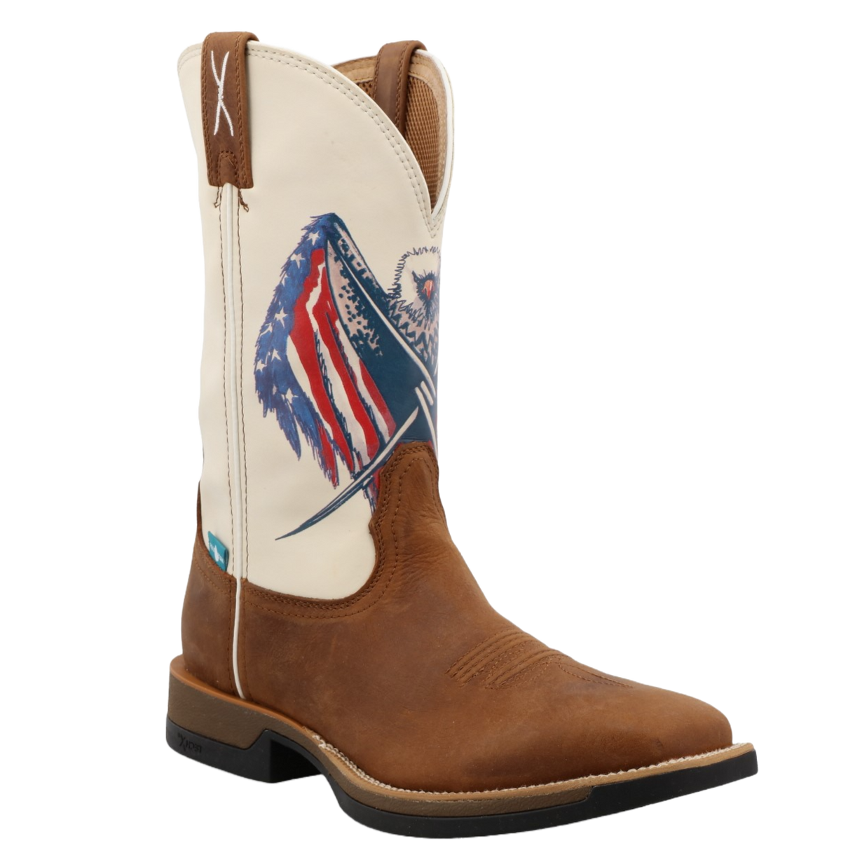 Twisted X Men's Tech X Pecan with Red, White, and Blue Square Toe Boot