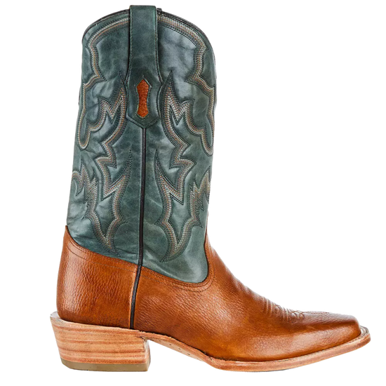 Corral® Men's Embroidered Honey Brown & Green Square Toe Boots A4224