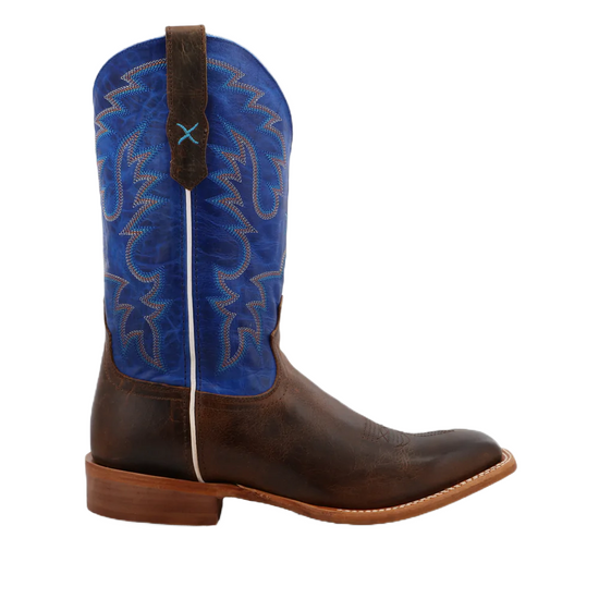 Twisted X® 12" Rancher Indigo Blue & Brown Square Toe Boots MRAL029