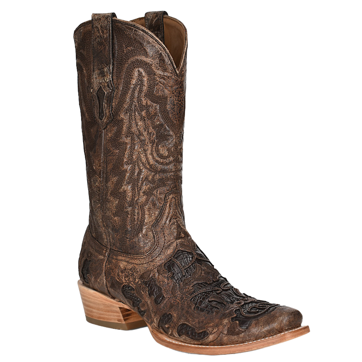 Corral® Men's Brown Exotic Alligator Inlay & Embroidered Western Boots Wild West Boot Store