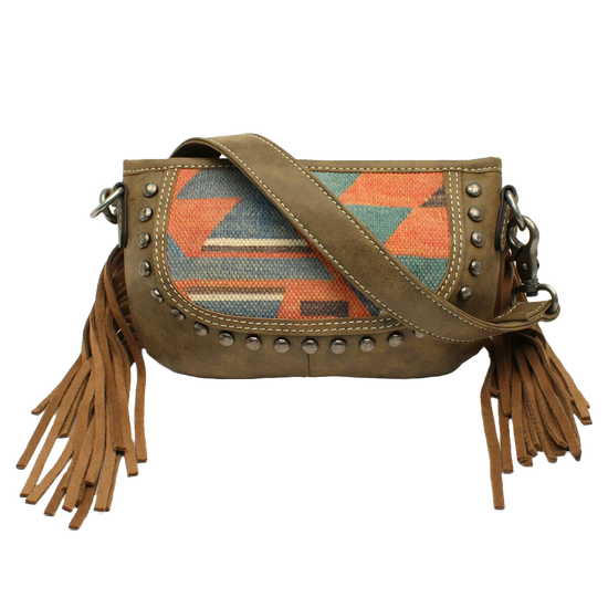 Blazin Roxx Jenni Brown Leather & Canvas Crossbody Belt Bag N770006697