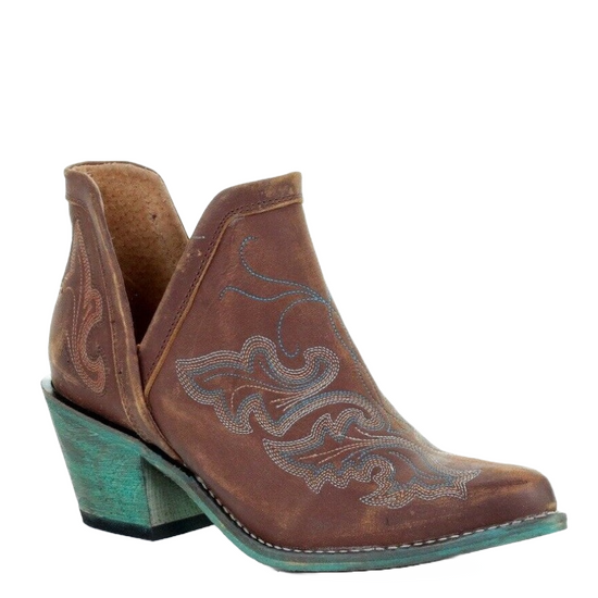 Circle G by Corral Ladies Cognac Brown & Turquoise Embroidery Booties Q0099