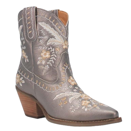 Dingo Ladies Primrose Floral Embroidery Pewter Boots DI748-GY14