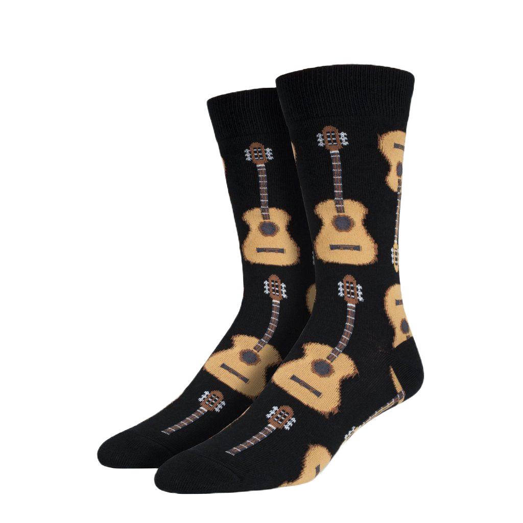 SockSmith® Men's "Acoustic Guitar" Black Socks MNC202-BLK