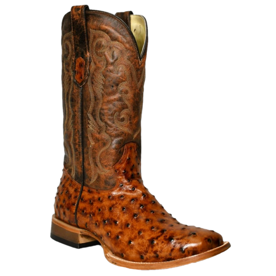 Cowtown Men's  Print Brown Square Toe Western Boots Q6064