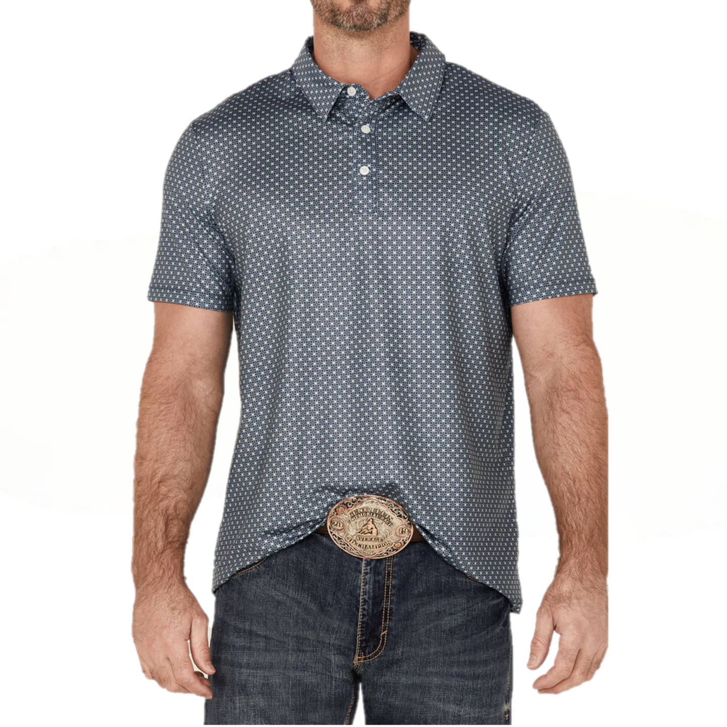 Panhandle® Men's Geo Print Polo Lapis Short Sleeve Shirt P7B3673