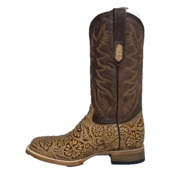 Cowtown® Men's Oryx Hand Floral Tooled Brown Square Toe Boots Q6152