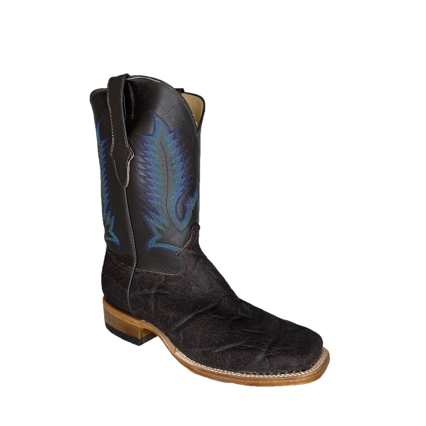 Cowtown Men's Black Elephant Leather Square Toe Western Boots Q837
