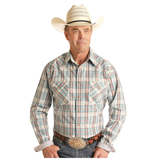 Rock & Roll Cowboy Men's Plaid Red Striped Snap Shirt R0S3285